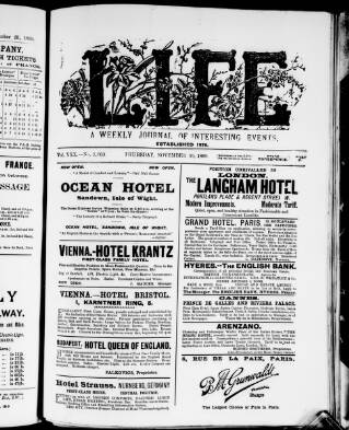 cover page of Life published on November 30, 1899
