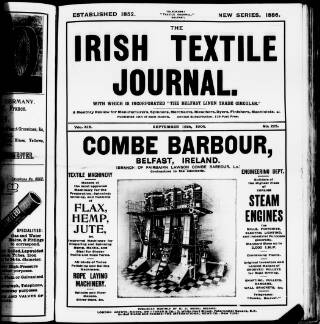 cover page of Irish Textile Journal published on September 15, 1904
