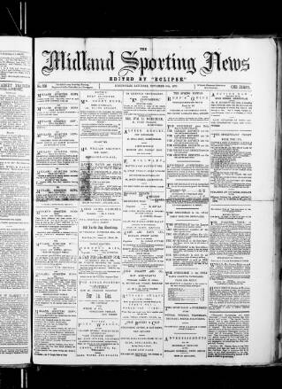 cover page of Midland Sporting News published on November 30, 1878