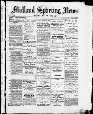 cover page of Midland Sporting News published on February 11, 1882