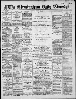 cover page of Birmingham Daily Times published on February 28, 1888