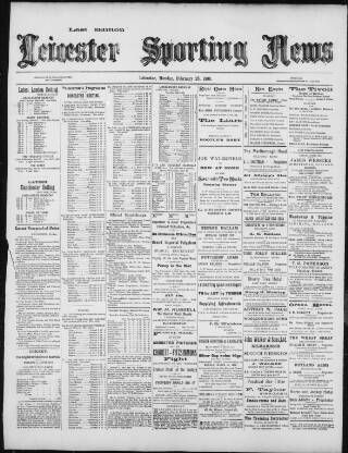 cover page of Leicester Sporting News published on February 28, 1898