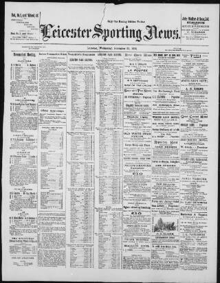 cover page of Leicester Sporting News published on November 30, 1898