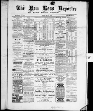 cover page of New Ross Reporter published on December 30, 1899