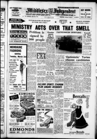cover page of Middlesex Independent published on February 28, 1964