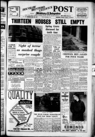cover page of Middlesex Independent published on September 18, 1964