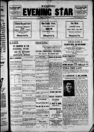 cover page of Waterford Evening Star published on September 18, 1917