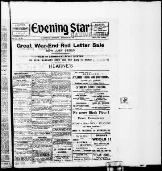 cover page of Waterford Evening Star published on November 30, 1918