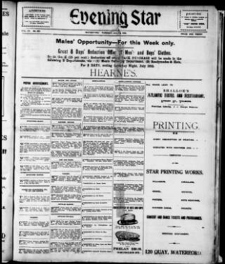 cover page of Waterford Evening Star published on July 6, 1920
