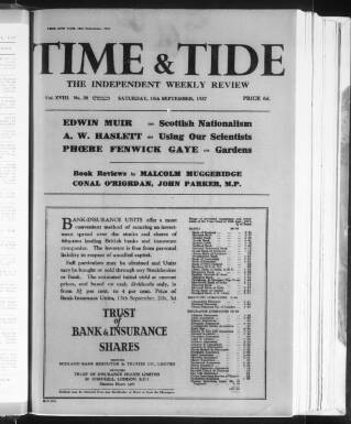 cover page of Time & Tide published on September 18, 1937