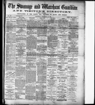 cover page of Swanage and Wareham Guardian published on February 28, 1891