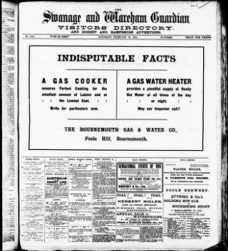 cover page of Swanage and Wareham Guardian published on February 28, 1914