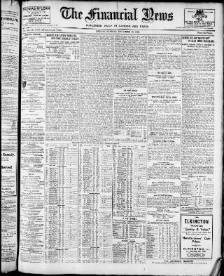 cover page of Financial News published on November 30, 1909