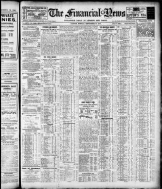 cover page of Financial News published on September 18, 1916