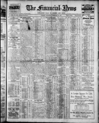 cover page of Financial News published on February 28, 1918