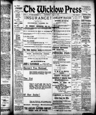 cover page of Wicklow Press published on July 6, 1907