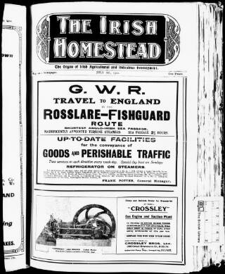 cover page of Irish Homestead published on July 6, 1912