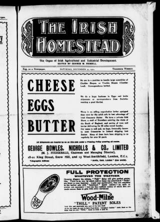 cover page of Irish Homestead published on December 30, 1922