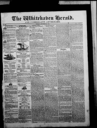 cover page of Whitehaven Herald and Cumberland Advertiser published on December 30, 1834