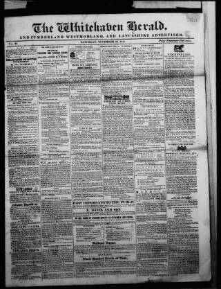 cover page of Whitehaven Herald and Cumberland Advertiser published on November 30, 1844