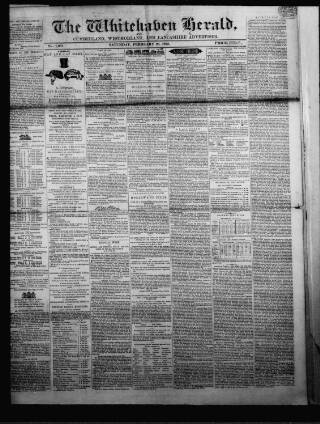 cover page of Whitehaven Herald and Cumberland Advertiser published on February 28, 1852