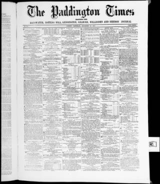 cover page of Paddington Times published on December 30, 1871