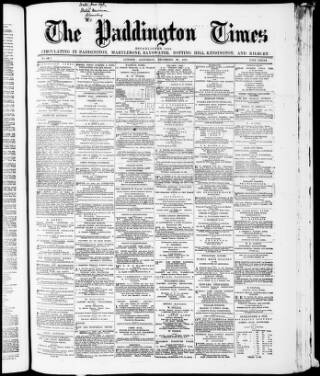 cover page of Paddington Times published on December 30, 1876