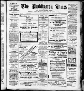 cover page of Paddington Times published on May 29, 1914