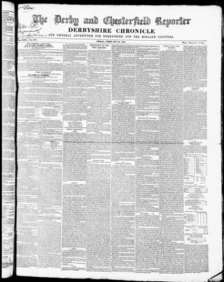 cover page of Derby and Chesterfield Reporter published on February 28, 1851