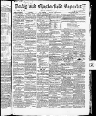 cover page of Derby and Chesterfield Reporter published on September 18, 1857