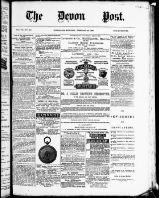 cover page of Devon Post published on February 28, 1880