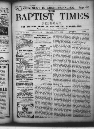 cover page of Baptist Times published on July 6, 1906