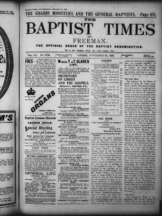cover page of Baptist Times published on November 30, 1906