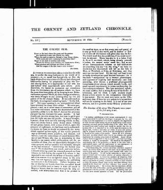 cover page of Orkney & Zetland Chronicle published on September 20, 1826