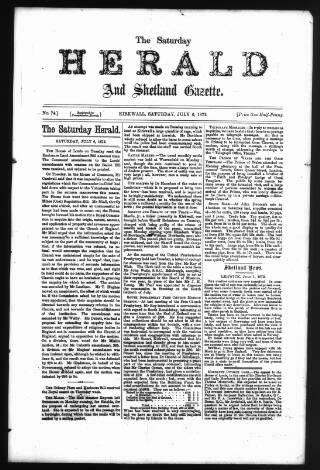 cover page of Northman and Northern Counties Advertiser published on July 6, 1872