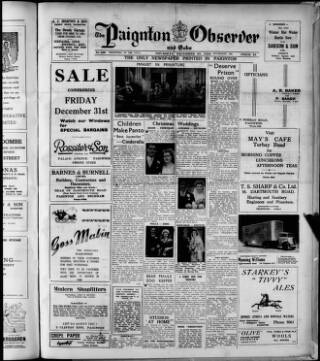 cover page of Paignton Observer and Echo published on December 30, 1948