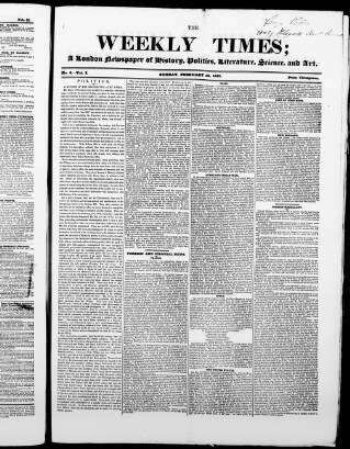 cover page of Weekly Times & Echo (London) published on February 28, 1847