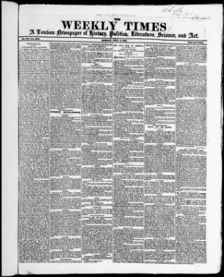 cover page of Weekly Times & Echo (London) published on July 6, 1862
