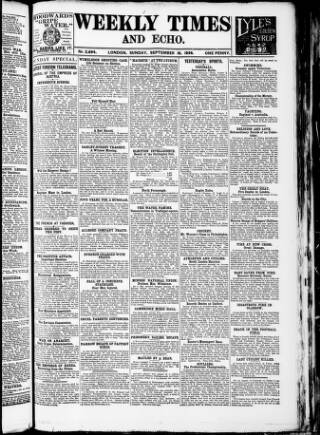 cover page of Weekly Times & Echo (London) published on September 18, 1898