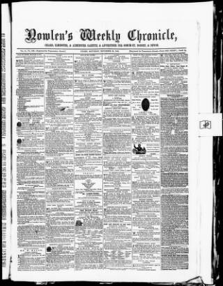 cover page of Nowlen's Weekly Chronicle published on November 30, 1861