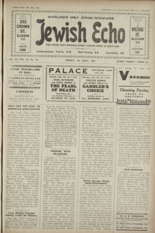 cover page of Jewish Echo published on July 6, 1945