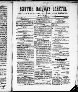 cover page of Scottish Railway Gazette published on May 9, 1846