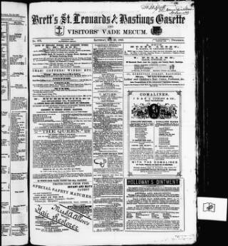 cover page of Brett's St. Leonards and Hastings Gazette and Visitors' Vade Mecum published on May 29, 1869