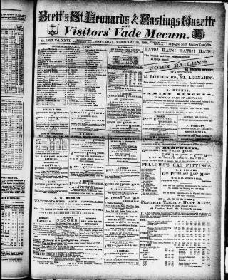 cover page of Brett's St. Leonards and Hastings Gazette and Visitors' Vade Mecum published on February 28, 1880