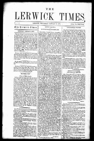 cover page of Lerwick Times published on January 2, 1873