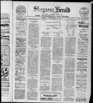 cover page of Skegness Herald published on November 27, 1914