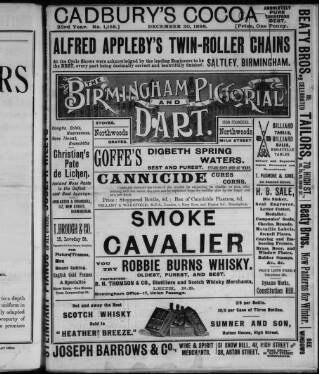 cover page of Birmingham Pictorial and Dart published on December 30, 1898