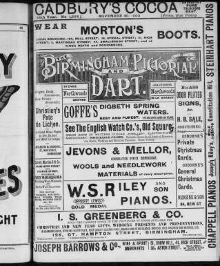 cover page of Birmingham Pictorial and Dart published on November 30, 1900