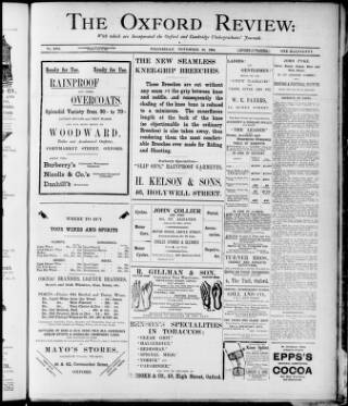 cover page of Oxford Review published on November 30, 1904