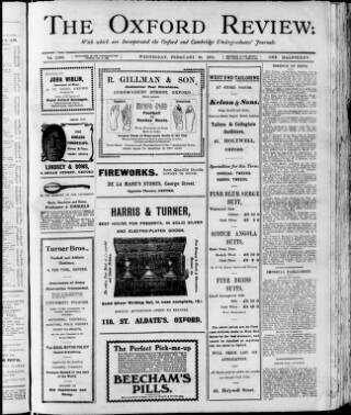 cover page of Oxford Review published on February 28, 1912